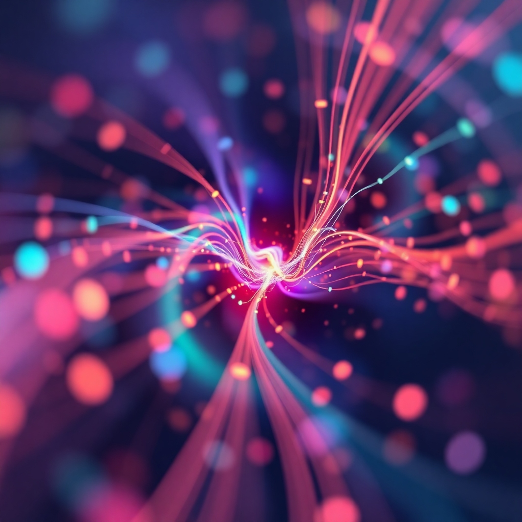 An abstract image, 4K resolution, depicting the integration of diverse data streams converging into a unified whole, represented by a dynamic, visually appealing representation. The color palette should reflect the diversity of data sources. The lighting should be subtle and highlight the unity of the integrated data streams. The style should be modern and abstract.